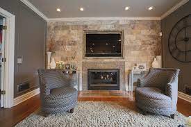 stone tile wall living room with