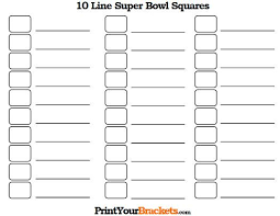 Printable 10 Line Super Bowl Squares 10 Box Pool