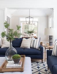 I take all these photo images from. Blue Sofa On White And Blue Wool Rug Transitional Living Room