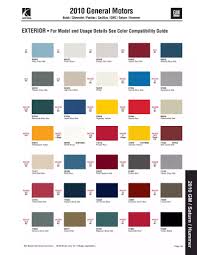 gm 2010 paint charts and paint codes