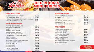 red robin menu s on burgers