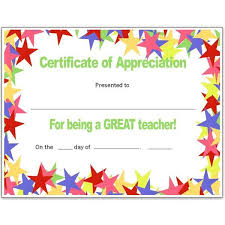Teacher Appriecation Certificates Stars Teachers