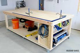 diy mobile workbench with storage shelf