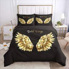 Teen White Gold Wings Feather Bedding