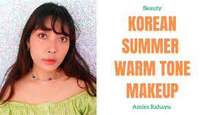 korean summer warm tone makeup look