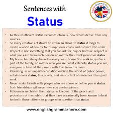 english sentences for status