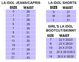 La Idol Women S Jeans Size Chart The Best Style Jeans
