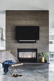 75 Living Room With A Tile Fireplace