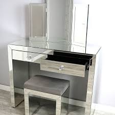 Mirrored Glass Dressing Table Set With