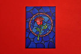 beauty and the beast rose stained glass