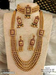 south indian gold plated long necklace