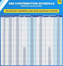 sss contribution table 2023 voluntary