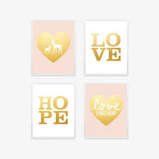 pink and gold nursery wall decor