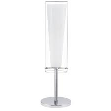 clear white glass with chrome table lamp