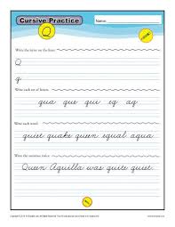 cursive q letter q worksheets for