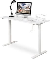 Shop wayfair for all the best standing white desks. Amazon Com Devaise Adjustable Height Standing Desk 55 Inch Sit To Stand Up Desk Workstation With Crank Handle For Office Home White Furniture Decor
