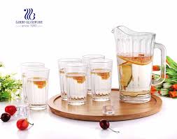 china clear glass juice jug set