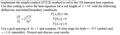 Solve The Id Transient Heat Equation