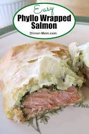 phyllo wrapped salmon with pesto and