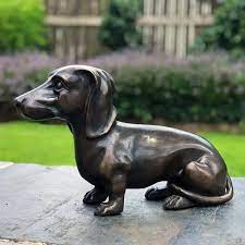 Dachshund Dog 25cm Natural Bronze Metal