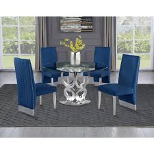 5pc gl dining set pleated chairs