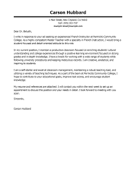 Sample Cover Letter For Community College Teaching Position    