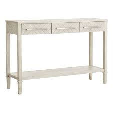 3 Drawer Parquet Wood Console Table