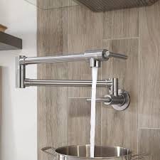 Giving Tree Double Handle Wall Mount Pot Filler Faucet With Solid Brass Brushed Nickel