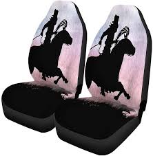 Set Of 2 Car Seat Covers Cowboy Horse