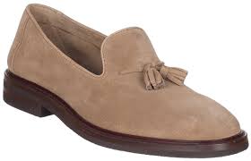 Brunello Cucinelli Mens Beige Suede Tassel Loafers Shoes