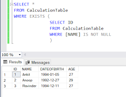 exists and not exists in sql server