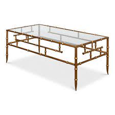 Coffee Table Faux Bamboo Gold Metal
