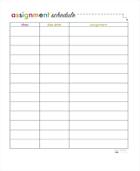Homework Planner Template Printable Assignment Schedule