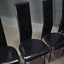 Dining Chairs In Black Leather By