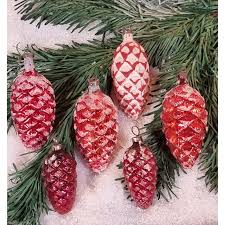 Old Glass Ornaments Pinecone Red H