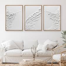 Framed Canvas Wall Art Set Of 3 White