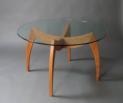 Cherry Dining Table With Round Glass Top
