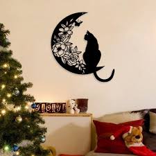 Moon Metal Wall Art Cat Wall Decor