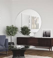 Synthetic Wood Round Wall Mirror In