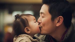 man kissing a young child s head