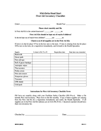 first aid kit inventory sheet form