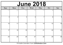Printable June 2018 Calendar Templates 123calendars Com
