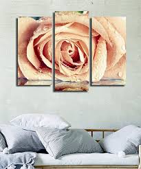 Wallity Salmon Rose Three Piece Canvas
