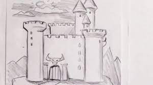 how to draw a castle step by step for