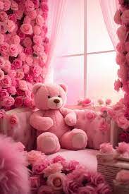 beautiful roses with cute teddy bear