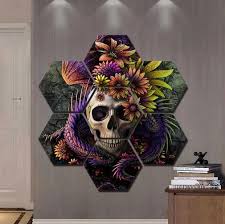flower skull canvas wall art
