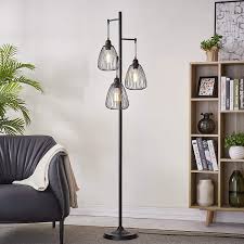 Amazon Com Leezm Black Industrial Floor Lamp For Living Room Modern Floor Lighting Rustic Tall Stand Up Lamp Vintage Farmhouse Tree Floor Lamps For Bedrooms Office Torchiere Standing Lamp 3 Light Bulbs Included