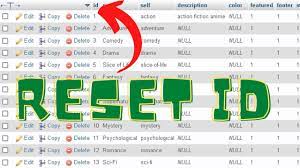 clear reset id counter of mysql table