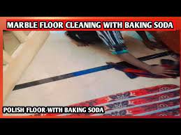 clean marble floor with baking soda