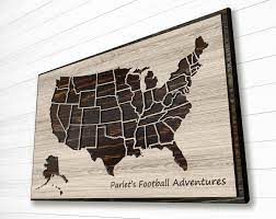 Football Push Pin Map Track Stadium Travels Carved US Tour - Etsy France